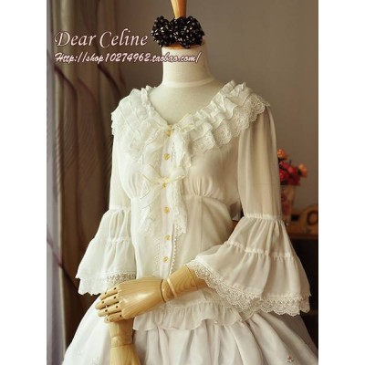 Dear Celine Bell Sleeved Lace Blouse II(In Stock)